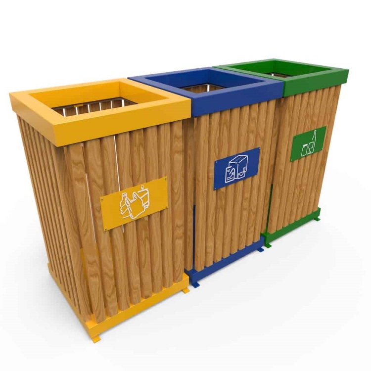 Dustbin 3 compartments recycling 